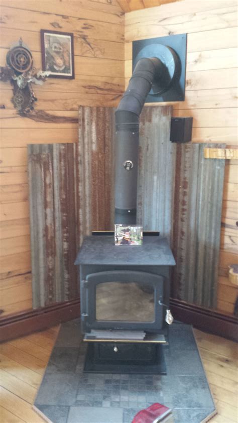 metal wood stove enclosure|wood stove heat shields.